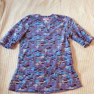 KOI by Kathy Peterson Womens XS Scrub Top Multicolor Flowers Mock Wrap